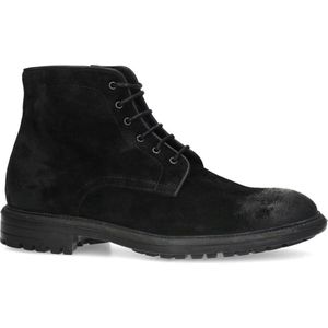 Manfield - Heren - Zwarte leren veterschoenen - Maat 46