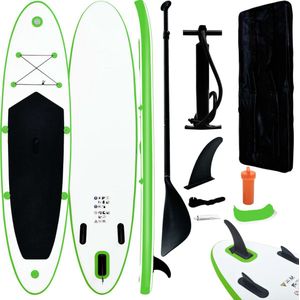 The Living Store Stand Up Paddleboard - 330 x 72 x 10 cm - Groen/Wit - PVC/EVA - 1 volwassene - 80 kg draagvermogen - 12 psi maximale werkdruk - Inclusief accessoires