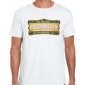 Vintage de beste Bouwvakker cadeau / kado t-shirt wit - voor heren - bouwvakkers - shirt / kleding - vaderdag / collega XL