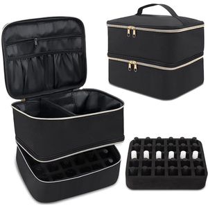 Somstyle Nagellak Koffer - Voor 30 Flesjes & UV Gellak Lamp - Nagelstyliste Organizer Tas - Nagelkoffer - Beautycase - Zwart