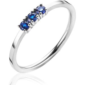ZINZI zilveren aanschuifring chaton gezet donkerblauw ZIR2127B