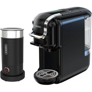 KTN® Koffiezetapparaat en Melkopschuimer - Koffiemachine - Espresso - Warm en Koud - 5 in 1 - Nespresso Capsules - Dolce Gusto Capsules - Gemalen Koffie - ESE Koffiepads - Herbruikbare Cups - Zwart