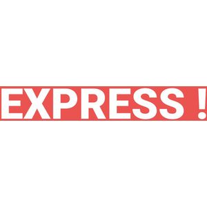 Express! sticker op rol, oranje wit 200 x 50 mm