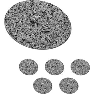 Onderzetters voor glazen - Rond - Kristal - Zwart - Grijs - Graniet - 10x10 cm - Glasonderzetters - 6 stuks
