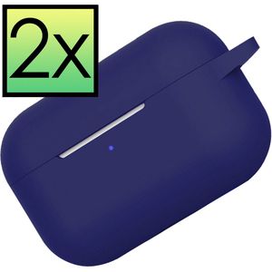 Hoes Geschikt voor AirPods Pro 2 Hoesje Cover Silicone Case Hoes - Donkerblauw - 2 PACK