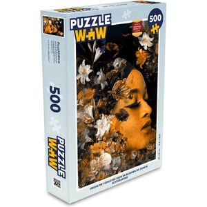 Puzzel Bloem - Vrouwen - Goud - Legpuzzel - Puzzel 500 stukjes