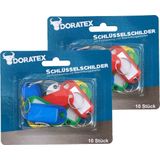 Doratex Sleutellabels/sleutelhangers met schrijfblad - 20x - gekleurd - kunststof/metaal