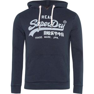 Superdry O-hals hoodie vintage logo blauw - S