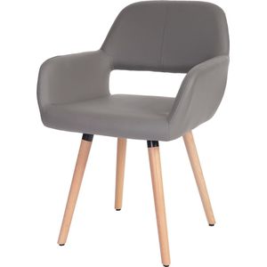 Set van 6 eetkamerstoelen MCW-A50 II, keukenstoel, retro jaren 50 design ~ kunstleer, taupe-grijs, lichte poten