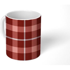 Mok - Koffiemok - Schotse ruit - Plaid - Rood - Patronen - Mokken - 350 ML - Beker - Koffiemokken - Theemok