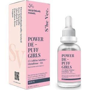 SHE VEC - Power De Puff Girls | Eye Contour Serum | Formule met krachtig antioxidantencomplex | formula | 5% Cafeïne Oplossing + Glutathion + HA (30 ml)
