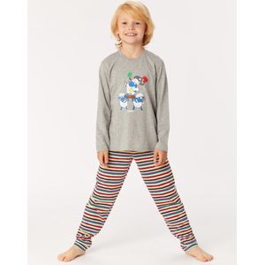 Woody pyjama jongens/heren - grijs melange - schaap - 222-1-PLS-S/121 - maat 128