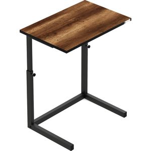 FurniChic - Bijzettafels - Salontafels - Plantentafel - Houten in Hoogte Verstelbare Laptoptafel - Thuiswerken -Bijzettafel metaal met hout - Vintage Bruin | 60x40x43/73cm - Salery Home