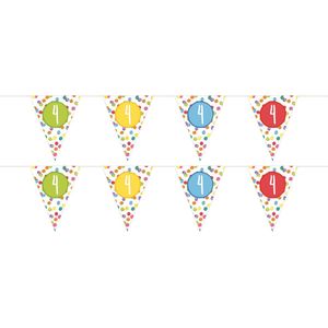 Haza Vlaggenlijn - 4 jaar - 2 ST - verjaardag versiering - leeftijd - vlaggetjes slinger - 6 m