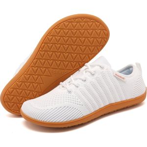 Somic Barefoot Schoenen - Sportschoenen Sneakers - Fitnessschoenen - Hardloopschoenen - Ademend Knit Textiel - Platte Zool - Wit - Maat 45