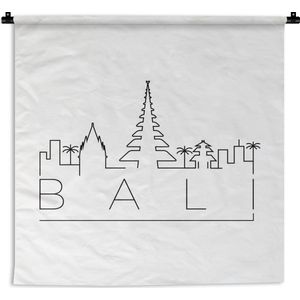 Wandkleed Wereldsteden - Skyline Bali zwart op wit Wandkleed katoen 150x150 cm - Wandtapijt met foto