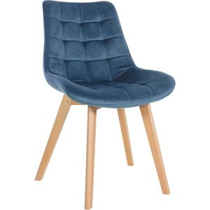 CLP Brook Eetkamerstoel - Hout frame - Fluweel - Velvet - blauw