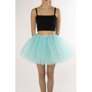 KIMU® Tutu Lichtblauw Tule Rokje - Maat XL XXL 3XL - Licht Blauwe Petticoat Rok Dames - Onderrok Tulerok Volwassenen Engel Festival