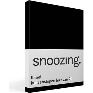 Snoozing - Flanel - Kussenslopen - Set van 2 - 60x70 cm - Zwart