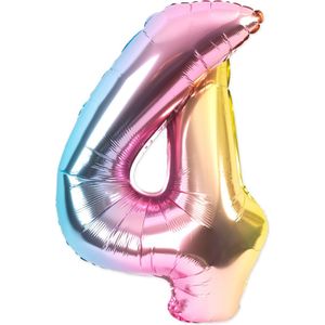 Festivz Gradient Cijfer Ballon 4 - Gradient – 81 CM - Decoratie – Feestversiering – Gradient - Verjaardag - Bruiloft - Feest