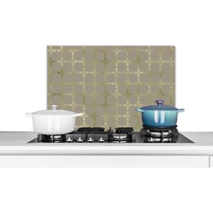 Spatscherm keuken 60x40 cm - Kookplaat achterwand Patronen - Grijs - Luxe - Goud - Muurbeschermer - Spatwand fornuis - Hoogwaardig aluminium