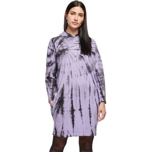 Urban Classics - Oversized Tie Dye Hoody Korte jurk - XS - Zwart/Paars