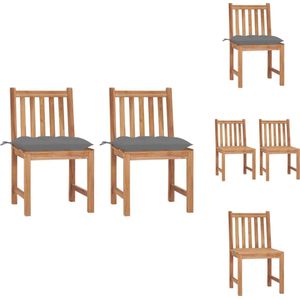 vidaXL Tuinstoel - Tuinstoelen - Buitenstoel - Buitenstoelen - Tuinstoelen 2 st met kussens massief teakhout