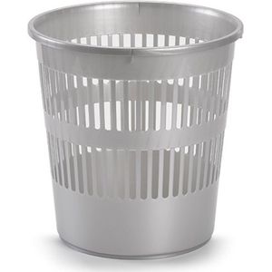 Afvalbak/vuilnisbak plastic zilver 28 cm - Vuilnisbakken/prullenbakken - Kantoor/keuken/slaapkamer