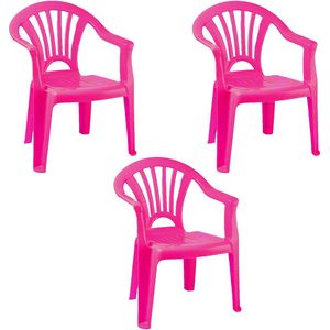 Trendoz Stoeltjes voor kinderen - 3x - roze - 50 cm - voor binnen en buiten - kunststof