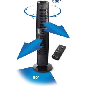 Clean Air Optima® CA-406B - Design Torenventilator - Ventilator met Temperatuursensor - Dynamische luchtstroom - Timerfunctie - Stoffilter - Oscillatie: 90º en 360º