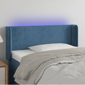 The Living Store Hoofdeinde Donkerblauw Stof - 103 x 16 x 78/88 cm - Zacht Fluweel - Kleurrijke LED-verlichting - Verstelbare Hoogte - Comfortabele Ondersteuning - Snijdbare LED-strip - IP65 - Met Montagehandleiding