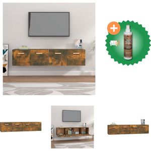 vidaXL Wandkasten 2 st 80x35x36-5 cm bewerkt hout gerookt eikenkleur - Kast - Inclusief Houtreiniger en verfrisser