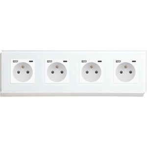 SmartinHuis - Standaard - Viervoudig stopcontact - Penaarde - met USB A + C - Wit