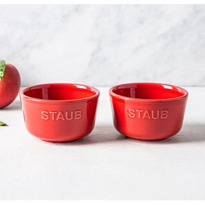 Staub Desert Schaaltjes - Ramekin Set Van 2 - Rood - Keramisch - Tapas Schalen - Toetje - Geschikt Voor Magnetron Oven Vaatwasser