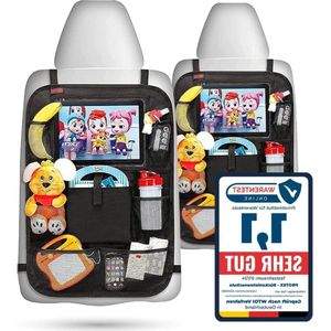 2-delige set rugleuningbeschermers | auto achterbank-organizers | waterafstotende achterbankbeschermer | tablet- en iPad-vak | zwart