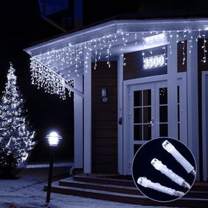 IJsregen lichtjes buiten, LIGHTNUM 14M 360 LED kerstverlichting stroom met stekker, waterdichte kerstverlichting koud wit, 8 standen, ijspegel lichtgordijn voor dakranden, trappen, balustrades, ramen