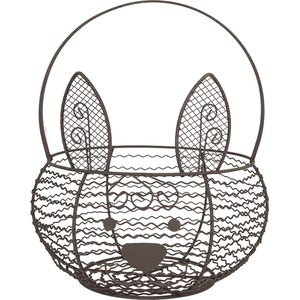 Clayre & Eef Opbergmand Ø 20x12 cm Bruin Ijzer Rond Konijn Keuken Mandjes