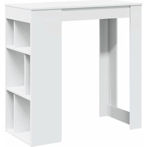 vidaXL Bartafel - Bartafels - Statafel - Statafeltje - Bartafel met rekken 102x50x103,5 cm bewerkt hout wit