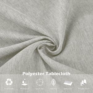 Minimalart tafelkleed van polyester met lotuseffect, 150 cm, imitatielinnen, waterafstotend, afwasbaar, rond, lichtgrijs, tafellinnen voor eettafel, thuis, bruiloft, festival