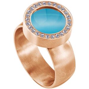 Quiges RVS Schroefsysteem Zirkonia Ring Rosegoudkleurig Mat 19mm met Verwisselbare 12mm Mini Munt - SLSRS51119