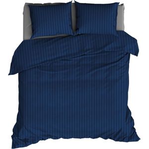 SATIN D'OR SATIJN Dekbedovertrek 260x200/220 streep nightblue