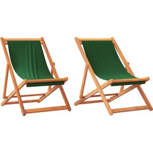 vidaXL-Strandstoelen-2-st-inklapbaar-stof-groen