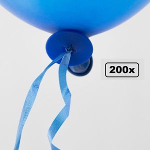 200x Automatische snelsluiters met lint Blauw - Festival thema feest ballonnen ballon knoopje ballon sluiter