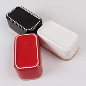Porseleinen botervloot met houten deksel en siliconen afdichtlip - multifunctionele boterschaal - 250 G boter - 165 x 95 x 7 cm - zwart