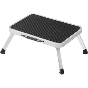 Huishoudtrap opvouwbare enkele trap van staal - antislip tredeoppervlak - belastbaar tot 150 kg - wit - GSL01WT