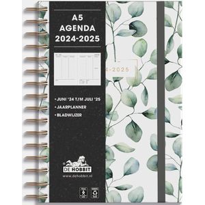 Hobbit - A5 Agenda Spiraal - 2024-2025 - 1 week op 2 pagina's - A5 (14,8 x 21 cm) - Eucalyptus