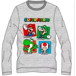 Super Mario t-shirt - grijs - Maat 110 / 5 jaar