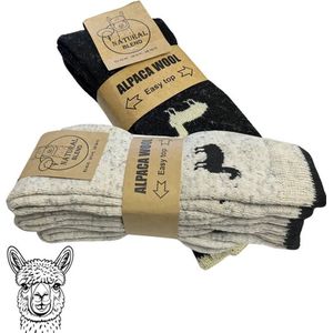 Alpaca Natural Blend - Alpaca Sokken - 6 PAAR - Mix kleur - Alpaca Extra Dikke Wollen Sokken - Huissokken - Warme Sokken - Thermosokken - Maat 42-45