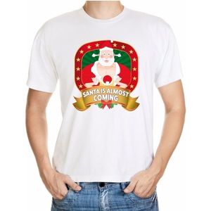 Foute kerst shirt wit - player Kerstman - Santa is almost coming - voor heren XXL