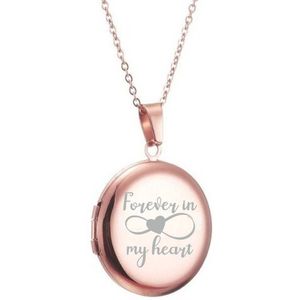 Fotohanger Met Ketting En Gravering - Rond - Forever In My Heart
